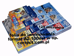 Folia A2 do laminowania 125 micronów 100 szt w op.