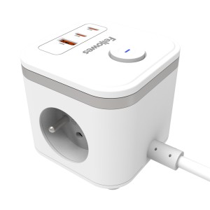 Power Cube® Typ E (biała) Kostka zasilająca z przewodem 2m