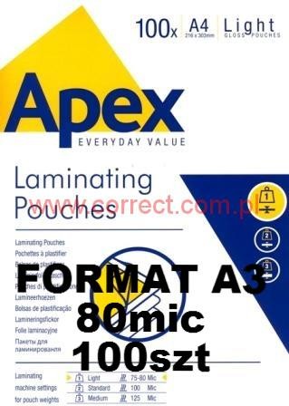 Folia A4 do laminowania błyszcząca 75/80 micronów APEX