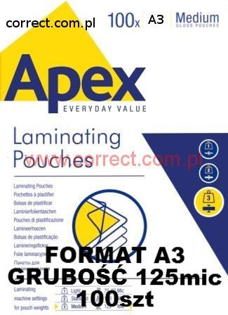Folia A3 do laminowania błyszcząca 125 micronów APEX